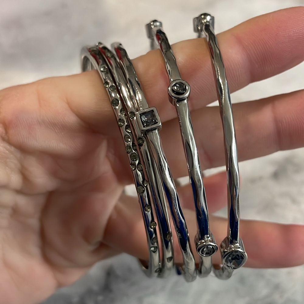 Elegant Silver Bangle Set